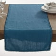 thumbnail image 1 of Fennco Styles Pomponin Collection Pom Pom Design 100% Linen Table Runner (Ocean Blue, 16"x72" Table Runner), 1 of 2