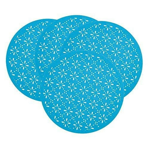Fennco Styles Provato Collection Contemporary Floral Cutwork Felt 15" Round Table Mats, Set of 4