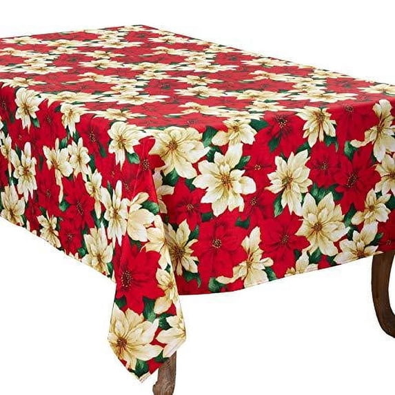 Fennco Styles Provencher Collection Classic Poinsettia Blossom Printed Table Linens