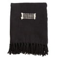 thumbnail image 1 of Fennco Styles Quatre Lignes Collection Bohemian Cord AppliquÃ© Frayed Fringe 100% Cotton 50 x 60 Inch Throw ? Black, 1 of 3