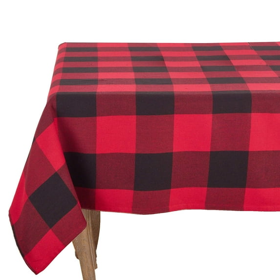 Fennco Styles Red Buffalo Check Plaid Cotton Christmas Tree Skirt 53" Round
