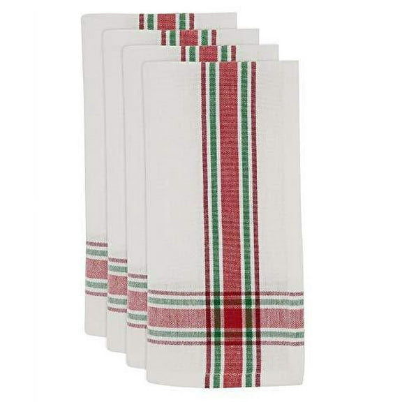 Fennco Styles Red & Green Holiday Plaid Design 100% Cotton Table Linen