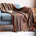 thumbnail image 1 of Fennco Styles Red Zigzag Soft Boho Throw Blanket with Tassel 50" W x 60" L - Colorful Crochet Chevron Tapestry Blanket for Indoor Outdoor Use, Couch, Bedroom, Living Room, Office Décor, 1 of 3