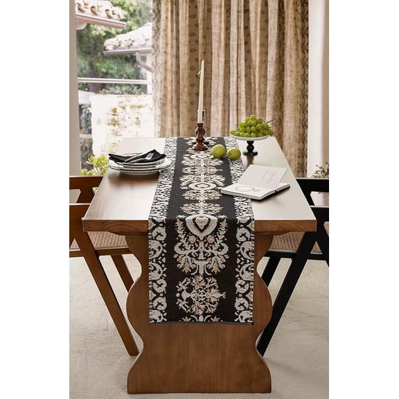 Fennco Styles 1 in x 14 in Reversible Rustic/Lodge Geometric Floral Multicolor Cotton Blend Geometric Table Runners
