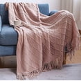 thumbnail image 1 of Fennco Styles Rhombus Diamond Knit Modern Fringe Throw 50" W x 60" L - Pink Geometric Throw Blanket for Sofa, Couch, Living Room, Bedroom Décor, 1 of 3
