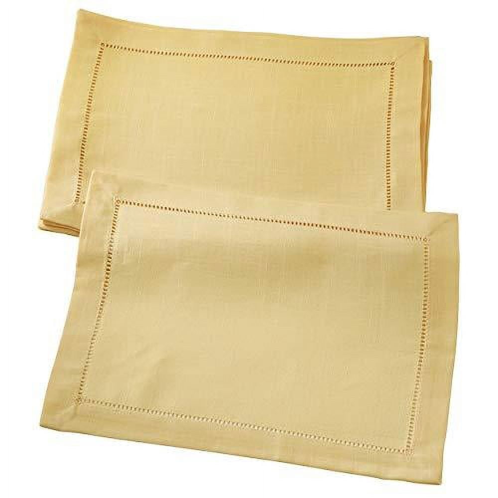 Yellow Table Linens Fennco Styles Rochester Collection Contemporary Hemstitched Polyester ...