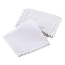 Fennco Styles Rochester Collection Dinner Napkin with Hemstitched Border - Set of 4 (20" Square, White)
