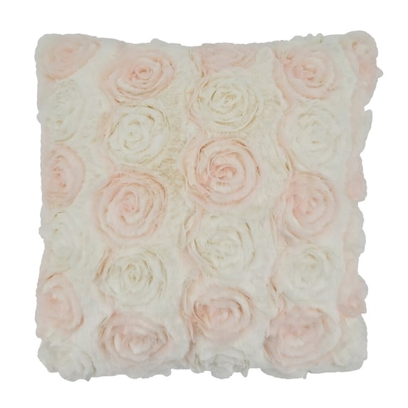 Fennco Styles Romantic 3D Rose Textured Decorative Throw Pillow Cover 17 x 17 Inch Pink