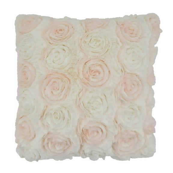 Fennco Styles Romantic 3D Rose Textured Decorative Throw Pillow Cover 17 x 17 Inch Pink