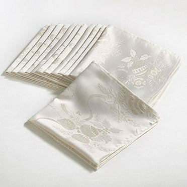 Fennco Styles Royal de Noel Jacquard Holiday Christmas Dinner Napkins - 20" Square - Set of 6 - Set of 12 (20" Square - Sold per 12, Ivory)