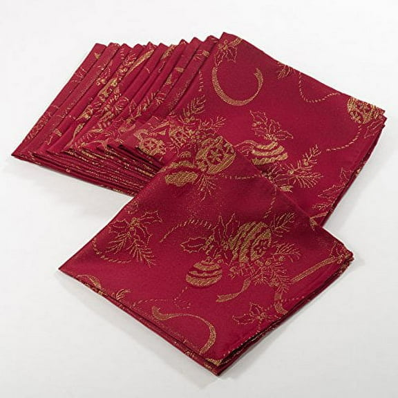 Fennco Styles Royal de Noel Jacquard Holiday Christmas Dinner Napkins - 20" Square - Set of 6 - Set of 12 (20" Square - Sold per 12, Red)