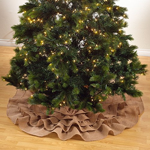 Natural Jute Ruffled Christmas Tree Skirt, 56-Inch Round