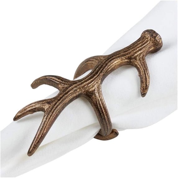 Fennco Styles Rustic Antler Design Aluminum Branch Napkin Rings, Set of 4