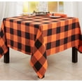 thumbnail image 1 of Fennco Styles Rustic Buffalo Plaid Cotton Tablecloth 72" Round - Black Orange Table Cover for Everyday Use, Farmhouse, Banquets, Thanksgiving, Halloween, Special Events, 1 of 1