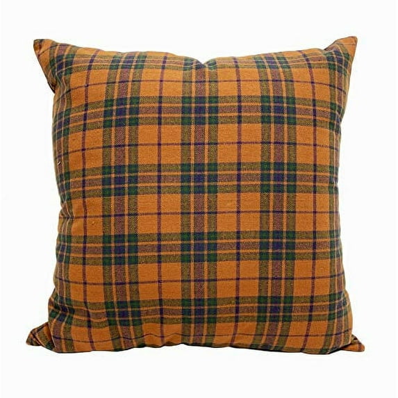 Fennco Styles Rustic Tartan Plaid Cotton Decorative Throw Pillow Cover 18" W x 18" L - Terracotta Plaid Cushion Case for Christmas, Couch, Home, Farmhouse and Office Décor