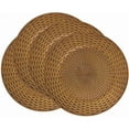 thumbnail image 1 of Fennco Styles Rustic Woven Look Faux Rattan Charger Plates 13" Round, Set of 4 – Brown Table Charger for Dining Table, Wedding, Holiday and Event Décor, 1 of 5