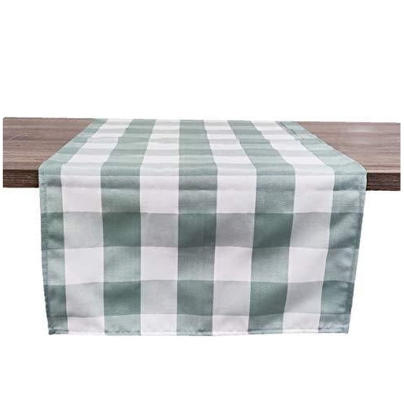 Fennco Styles Sage Green Buffalo Check Rustic Table Runner 16" W x 36" L - Handmade in USA