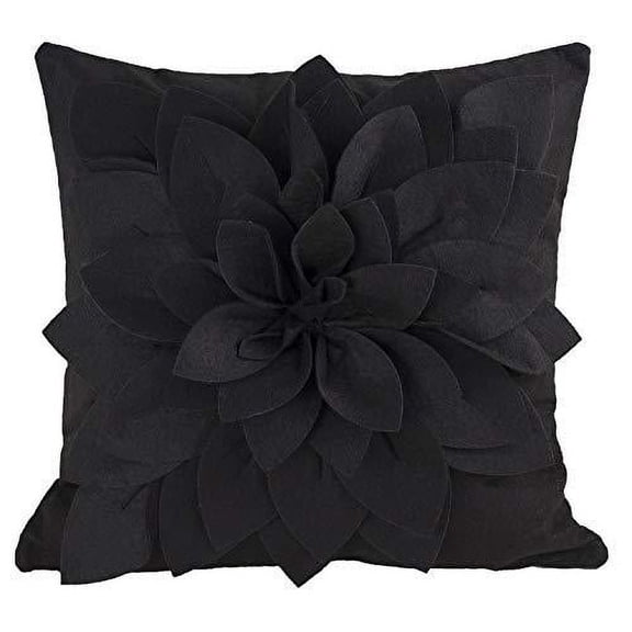 Fennco Styles Sara's Garden Collection Contemporary Felt Dahlia Petal 17 x 17 Inch – Variety Color Throw Pillows and Cases for Couch, Bedroom and Living Room Décor