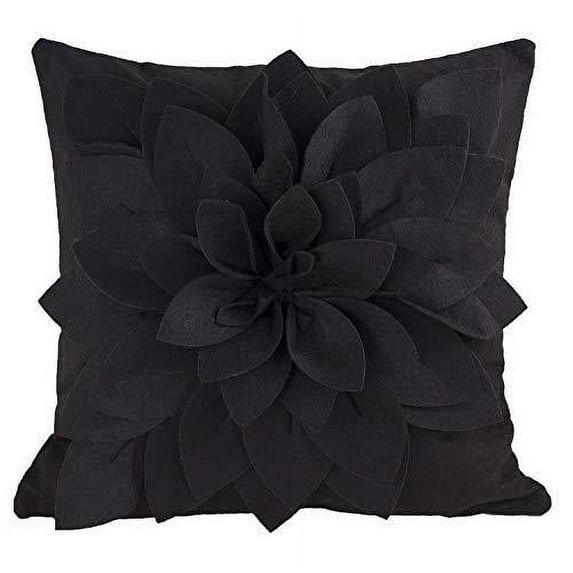 Fennco Styles Sara's Garden Collection Contemporary Felt Dahlia Petal 17 x 17 Inch – Variety Color Throw Pillows and Cases for Couch, Bedroom and Living Room Décor