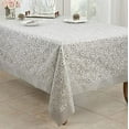 thumbnail image 1 of Fennco Styles Sequin Floral Embroidered Tablecloth 65" W x 120" L - Silver Table Cover for Home, Dining Room, Banquets, Wedding, Holiday and Special Events, 1 of 2