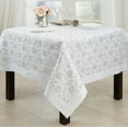 thumbnail image 1 of Fennco Styles Sequin Floral Embroidered Tablecloth 65"W x 90"L - White Table Cover for Home, Dining Room, Banquets, Wedding, Holiday and Special Events, 1 of 1
