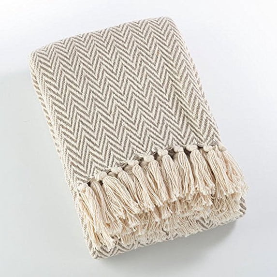 Fennco Styles Sevan Collection Soft Cotton Chevron Throw Blanket