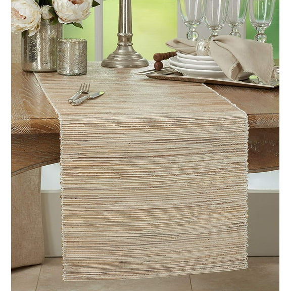 Fennco Styles Shimmering Woven Nubby Texture Water Hyacinth Table Runner (Natural 16"x72")