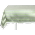 thumbnail image 1 of Fennco Styles Simply Striped Tassel Cotton Blend 55 x 80 Inch Tablecloth - Green Table Cover for Banquets, Holiday, Special Events, Outdoor and Home Décor, 1 of 3