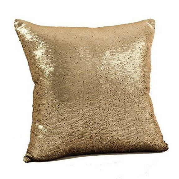 Fennco Styles Sirun Collection Sequin Mermaid Design Down Filled Throw Pillow - 3 Colors - 2 Sizes (18" Square, Gold)
