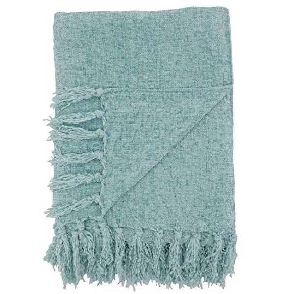 Fennco Styles Soft Knitted Chenille Fringe Design Throw Blanket 50" W x 60" L, 3 Colors