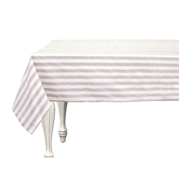Fennco Styles Soft Thick Striped 100% Pure Cotton Tablecloth 56 x 56 Inch