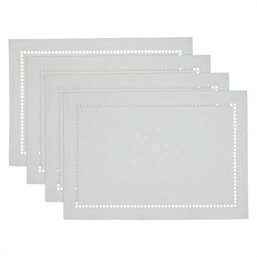 White Laser-Cut Hemstitch Fabric Placemats Set of 4