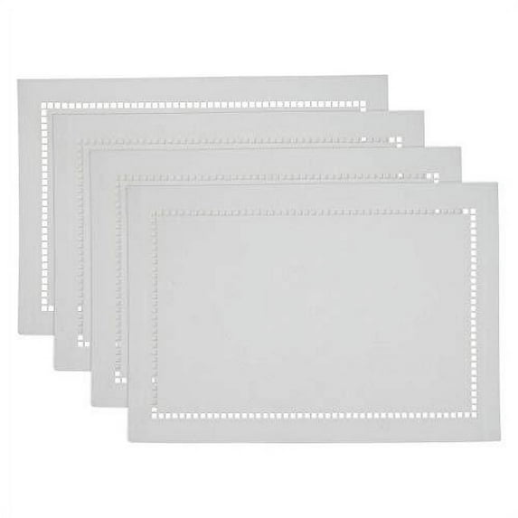 Fennco Styles Solid Color Laser-Cut Hemstitch Design Table Placemats 13" W x 19" L, Set of 4 - Classic Table Mats for Dining Table Décor, Banquets, Holiday, Family Gathering and