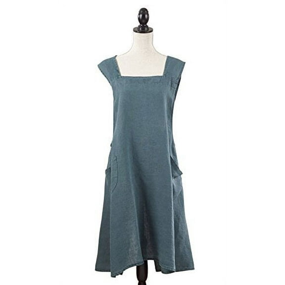 Fennco Styles Solid Criss Cross Back Apron Linen Kitchen Apron