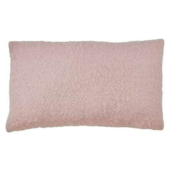 Fennco Styles Solid Faux Mohair Decorative Throw Pillow Cover 14" W x 23" L - Pink Soft Cushion Case for Home, Couch, Living Room, Bedroom and Office Décor