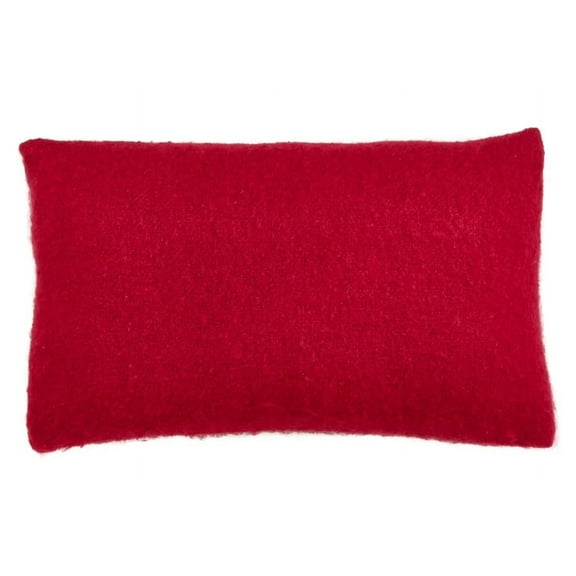 Fennco Styles Solid Faux Mohair Decorative Throw Pillow Cover 14" W x 23" L - Red Soft Cushion Case for Home, Couch, Living Room, Bedroom and Office Décor