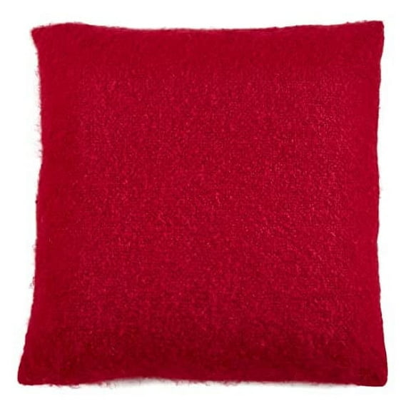 Fennco Styles Solid Faux Mohair Decorative Throw Pillow Cover 18" W x 18" L - Red Soft Cushion Case for Home, Couch, Living Room, Bedroom and Office Décor