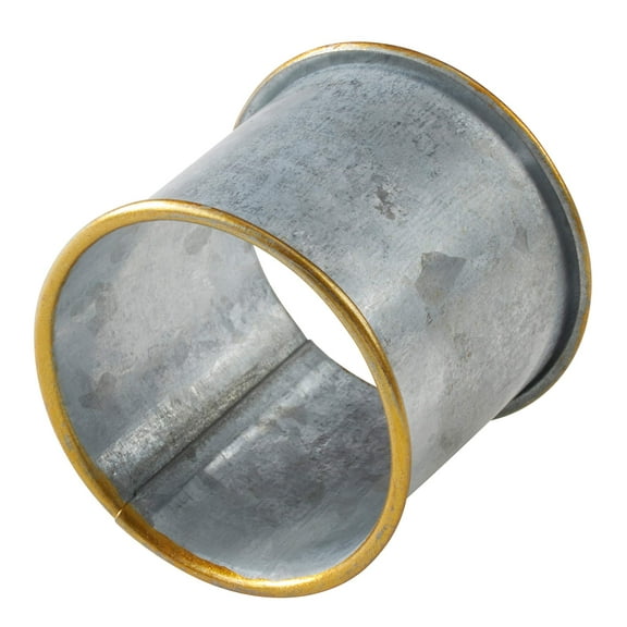 Fennco Styles Sousplat Collection Farmhouse Galvanized Metal Napkin Rings, Set of 4