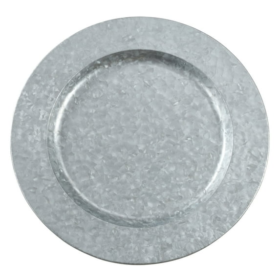 Fennco Styles Sousplat Collection Vintage Polished Galvanized Metal 13 x 13 Inch Charger Plates, Set of 4