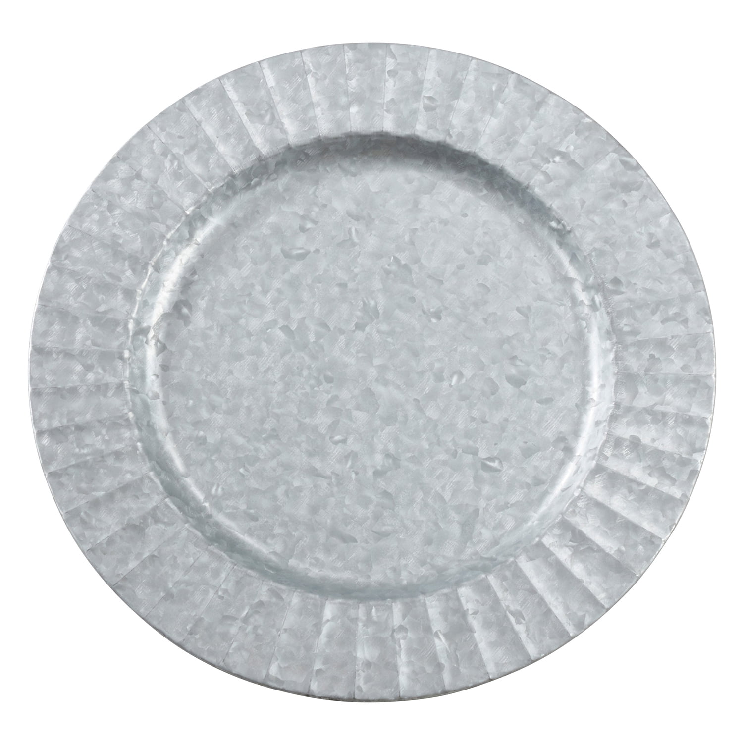 Ruffled Galvanized Metal 13" Round Charger Plates, Set of 4