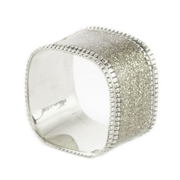 Fennco Styles Sparkling Square Design Metal Napkin Rings, Set of 4