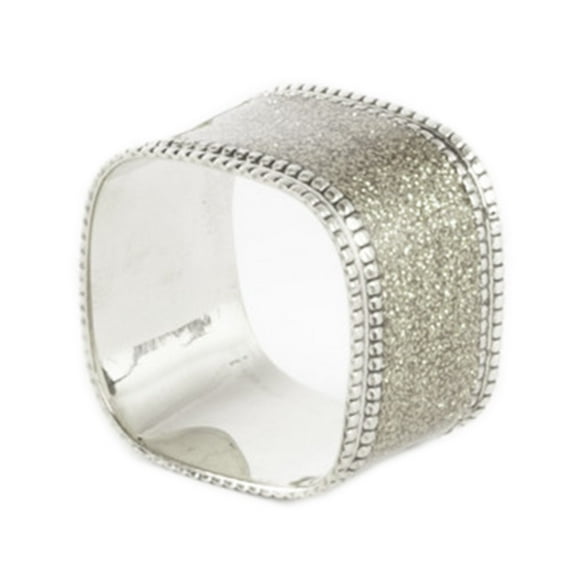 Fennco Styles Sparkling Square Design Metal Napkin Rings, Set of 4