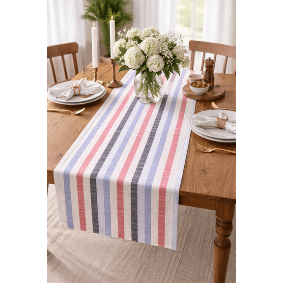 Fennco Styles Stitched Checkerd Cotton Table Runner 16 x 36 Inch