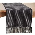 thumbnail image 1 of Fennco Styles Stitched Design Tassel Cotton Table Runner 16" W X 72" L - Black Woven Table Cover for Home, Dining Table, Banquets, Thanksgiving, Christmas, Holidays and Special Occasion, 1 of 3