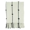 thumbnail image 1 of Fennco Styles Striped Collection Throw Blanket 50" W x 60" L – Black & White Knotted Tassel Woven Blanket for Home, Couch, Bedroom, Living Room and Office Décor, 1 of 4