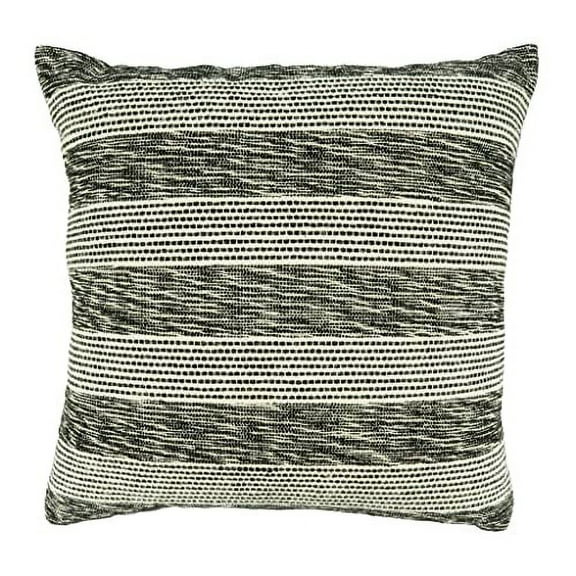 Fennco Styles Striped Design Cotton Decorative Throw Pillow Cover 20" W x 20" L - Black & White Textured Cushion Case for Home, Couch, Bedroom, Living Room and Office Décor