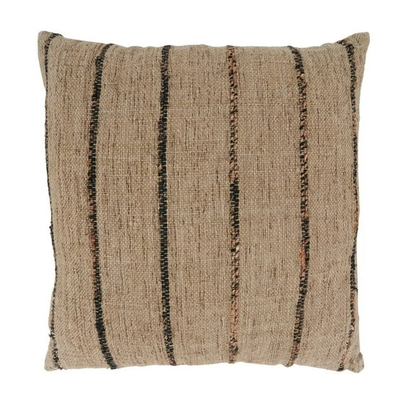 Fennco Styles Striped Woven Cotton Decorative Throw Pillow 20" W x 20" L - Natural Cushion for Home, Couch, Bedroom, Living Room and Office Décor