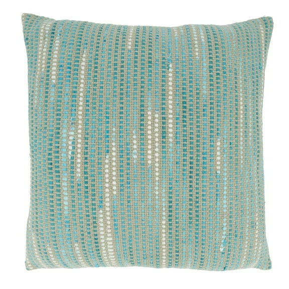 Fennco Styles Striped Woven Decorative Cotton Throw Pillow Cover 20" W x 20" L - Blue Square Cushion Case for Home, Couch, Bedroom, Living Room and Office Décor