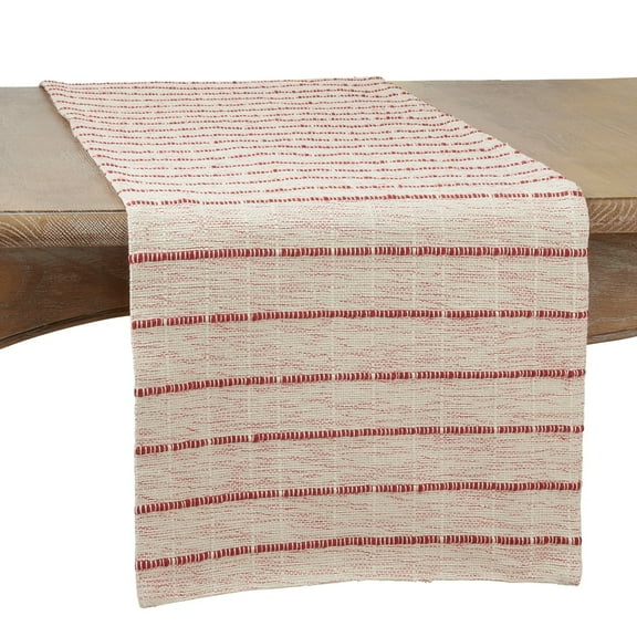 Fennco Styles Stylish Corded Design Cotton Table Runner 16" W x 72" L - Red Woven Table Cover for Home Décor, Dining Table, Banquets, Family Gathering and Special Events