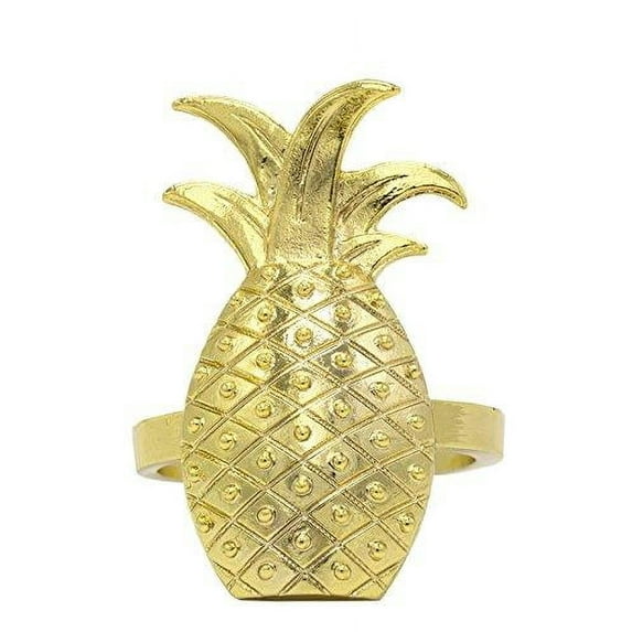Fennco Styles Stylish Pineapple Metal Napkin Rings - Set of 4